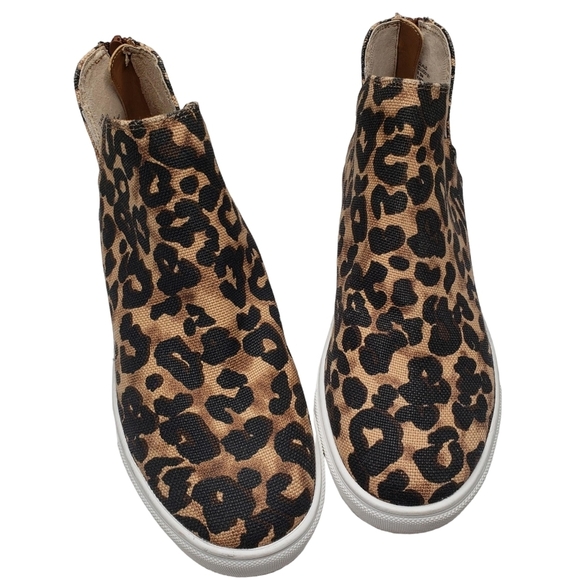 Steve Madden | Claud Brown Leopard Canvas High Top Hidden Wedge Sneakers 8.5 - Picture 7 of 12